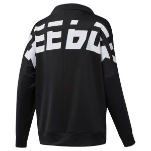 Bluza Z Kapturem Damskie Reebok WOR Meet You There Graphic Funnel Czarne PL 82TXHZU